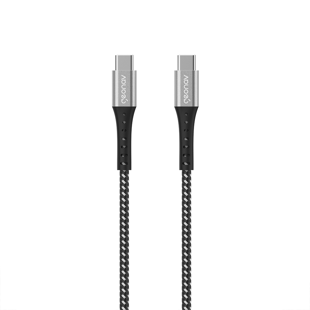 Cabo USB-C para USB-C Geonav 1,2m Tran&ccedil;ado Preto USB 2.0 ESC06BK